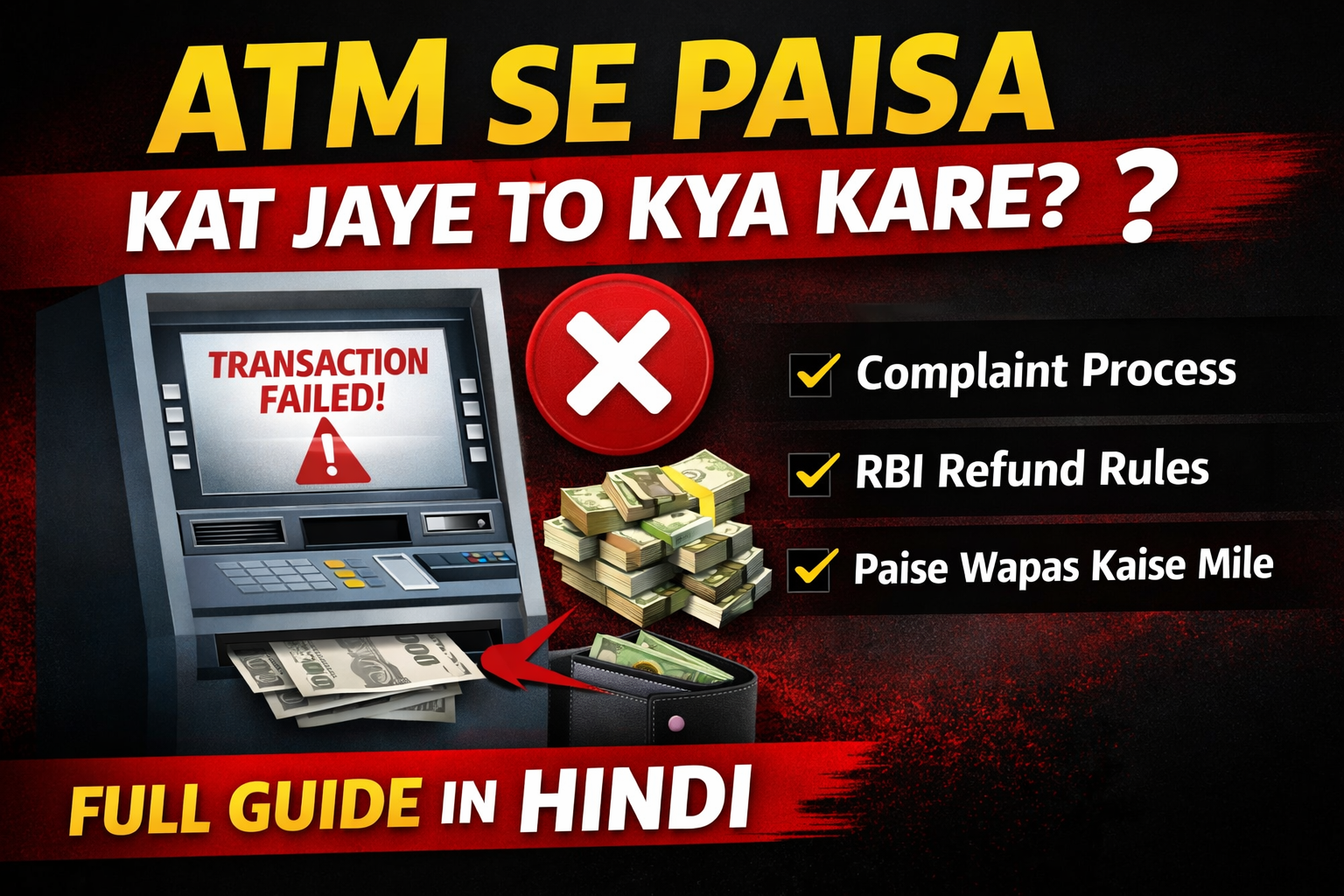ATM Se Paisa Kat Jaye To Kya Kare? | Refund Rules Hindi 2026 (Complete Guide)